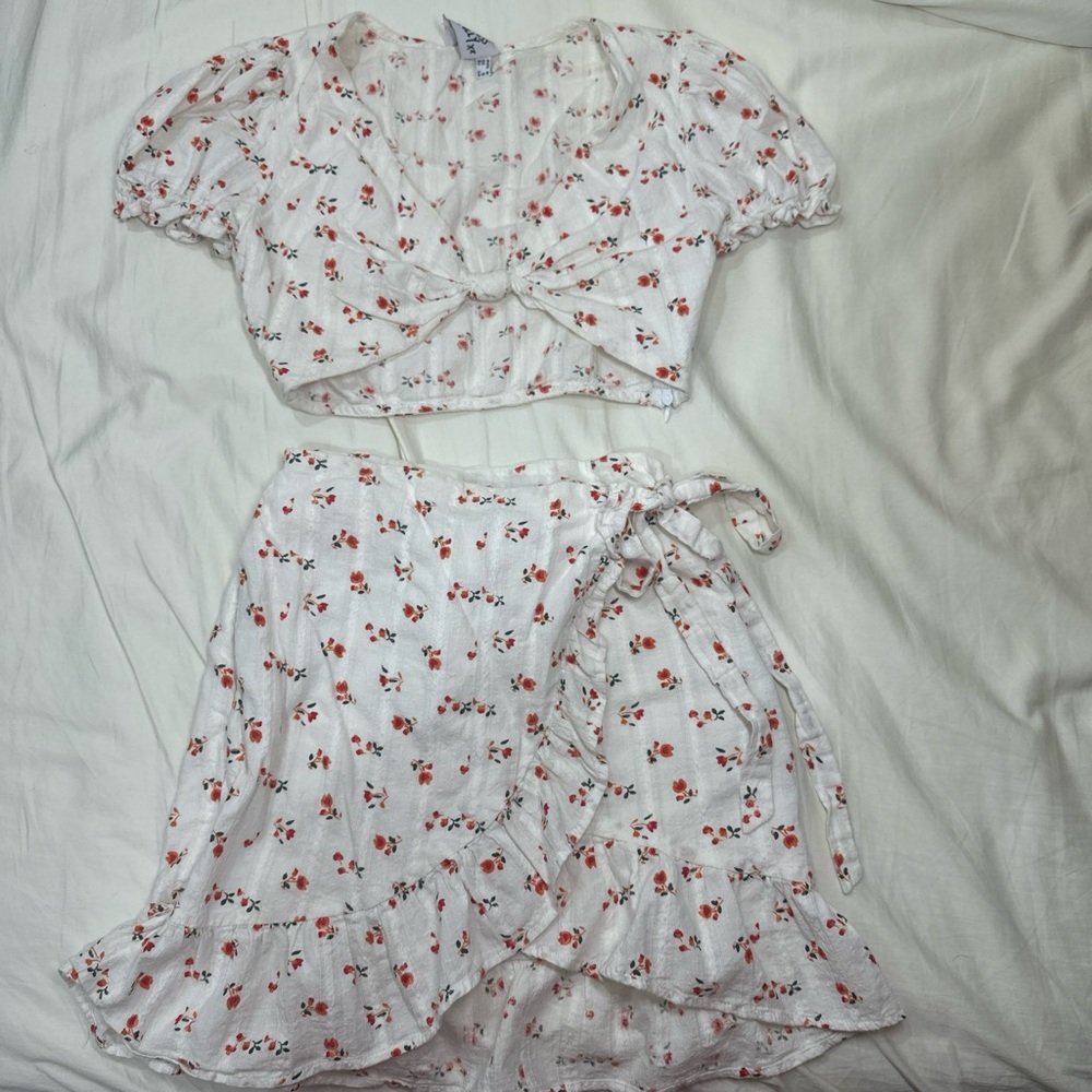 Princess Polly White and Red Mini Wrap Skirt